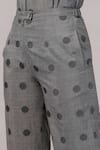 Buy_Abraham And Thakore_Gray Silk, Cotton Dot Cutwork Trouser _Online_at_Aza_Fashions