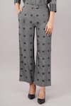 Shop_Abraham And Thakore_Gray Silk, Cotton Dot Cutwork Trouser _Online_at_Aza_Fashions