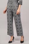 Abraham And Thakore_Gray Silk, Cotton Dot Cutwork Trouser _at_Aza_Fashions