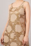 Abraham And Thakore Beige Viscose, Organza Sequins Round Neck French Cut Rings Dress at Aza Fashions Abraham And Thakore_Beige Viscose, Organza Sequins Round Neck French Cut Rings Dress _at_Aza_Fashions