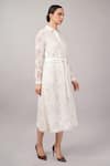 Shop Abraham And Thakore Ivory Viscose, Organza Sequins, Embroidery Collared French Cut Rings Dress Online at Aza Fashions Shop_Abraham And Thakore_Ivory Viscose, Organza Sequins, Embroidery Collared French Cut Rings Dress _Online_at_Aza_Fashions