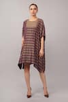 Buy Abraham And Thakore Purple Sequins Round Neck Lozenge Brocade Dress at Aza Fashions Buy_Abraham And Thakore_Purple Sequins Round Neck Lozenge Brocade Dress _at_Aza_Fashions