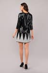 Shop_Abraham And Thakore_Black Viscose Georgette Sequins, Beads Round Neck Trangle Dress _at_Aza_Fashions