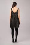 Shop_Abraham And Thakore_Black Viscose Georgette Sequins Scoop Neck, Gold Dash Dress _at_Aza_Fashions