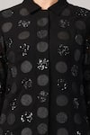 Abraham And Thakore Black Viscose Georgette Sequins, Beads, Embroidery Collared Polka Dot Shirt at Aza Fashions Abraham And Thakore_Black Viscose Georgette Sequins, Beads, Embroidery Collared Polka Dot Shirt _at_Aza_Fashions