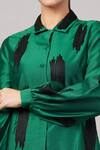 Abraham And Thakore Green Silk, Cotton, Chanderi Embroidery Collared Aari Brushstroke Shirt at Aza Fashions Abraham And Thakore_Green Silk, Cotton, Chanderi Embroidery Collared Aari Brushstroke Shirt _at_Aza_Fashions