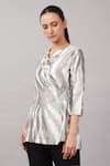 Buy Abraham And Thakore Ivory Silk V-neck Zebra Ikat Top Online at Aza Fashions Buy_Abraham And Thakore_Ivory Silk V-neck Zebra Ikat Top _Online_at_Aza_Fashions