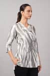 Shop Abraham And Thakore Ivory Silk V-neck Zebra Ikat Top Online at Aza Fashions Shop_Abraham And Thakore_Ivory Silk V-neck Zebra Ikat Top _Online_at_Aza_Fashions