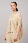 Buy Abraham And Thakore Beige Viscose Georgette Gota Patti, Embroidery Collared Dash Shirt Online at Aza Fashions Buy_Abraham And Thakore_Beige Viscose Georgette Gota Patti, Embroidery Collared Dash Shirt _Online_at_Aza_Fashions