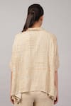 Shop Abraham And Thakore Beige Viscose Georgette Gota Patti, Embroidery Collared Dash Shirt at Aza Fashions Shop_Abraham And Thakore_Beige Viscose Georgette Gota Patti, Embroidery Collared Dash Shirt _at_Aza_Fashions