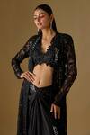 Buy Asaga Black Tulle, Satin Sequins, Embroidery Open Nerida Abstract Jacket Skirt Set Online at Aza Fashions Buy_Asaga_Black Tulle, Satin Sequins, Embroidery Open Nerida Abstract Jacket Skirt Set _Online_at_Aza_Fashions