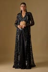 Buy Asaga Black Tulle, Satin Sequins, Embroidery Open Nerida Abstract Jacket Skirt Set at Aza Fashions Buy_Asaga_Black Tulle, Satin Sequins, Embroidery Open Nerida Abstract Jacket Skirt Set _at_Aza_Fashions