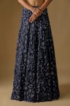 Buy_Asaga_Navy Tulle, Satin Embroidery, Sequins, Tidea Abstract Hand Lehenga With Blouse _Online_at_Aza_Fashions
