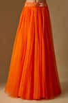 Asaga_Orange Organza, Satin, Tulle Salora Abstract Embroidered Jacket Lehenga Set _Online_at_Aza_Fashions