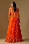 Shop_Asaga_Orange Organza, Satin, Tulle Salora Abstract Embroidered Jacket Lehenga Set _at_Aza_Fashions