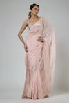 Buy Masumi Mewawalla Peach Crepe, Silk Sequins, Embroidery Resham Pre-draped Saree And Blouse Set at Aza Fashions Buy_Masumi Mewawalla_Peach Crepe, Silk Sequins, Embroidery Resham Pre-draped Saree And Blouse Set _at_Aza_Fashions