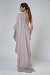 Shop Masumi Mewawalla Lilac Tissue, Tussar, Silk, Crinkle Embroidery, Pre-draped Saree And Blouse Set at Aza Fashions Shop_Masumi Mewawalla_Lilac Tissue, Tussar, Silk, Crinkle Embroidery, Pre-draped Saree And Blouse Set _at_Aza_Fashions