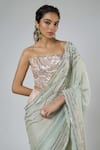 Buy Masumi Mewawalla Mint Tissue, Silk Sequins, Embroidery Bandeau Neck Pre-draped Saree And Blouse Set Online at Aza Fashions Buy_Masumi Mewawalla_Mint Tissue, Silk Sequins, Embroidery Bandeau Neck Pre-draped Saree And Blouse Set _Online_at_Aza_Fashions