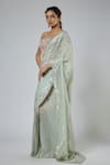 Shop Masumi Mewawalla Mint Tissue, Silk Sequins, Embroidery Bandeau Neck Pre-draped Saree And Blouse Set Online at Aza Fashions Shop_Masumi Mewawalla_Mint Tissue, Silk Sequins, Embroidery Bandeau Neck Pre-draped Saree And Blouse Set _Online_at_Aza_Fashions