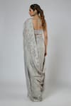 Shop Masumi Mewawalla Gray Silk, Tussar Embroidery, Sequins, Beads Aari Pre-draped Saree And Blouse Set at Aza Fashions Shop_Masumi Mewawalla_Gray Silk, Tussar Embroidery, Sequins, Beads Aari Pre-draped Saree And Blouse Set _at_Aza_Fashions