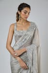 Buy Masumi Mewawalla Gray Silk, Tussar Embroidery, Sequins, Beads Aari Pre-draped Saree And Blouse Set Online at Aza Fashions Buy_Masumi Mewawalla_Gray Silk, Tussar Embroidery, Sequins, Beads Aari Pre-draped Saree And Blouse Set _Online_at_Aza_Fashions