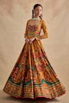Shop Kalista Mustard Viscose, Silk, Tulle Foil Sandhya Printed Anarkali And Dupatta Set Online at Aza Fashions Shop_Kalista_Mustard Viscose, Silk, Tulle Foil Sandhya Printed Anarkali And Dupatta Set _Online_at_Aza_Fashions