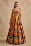 Kalista Mustard Viscose, Silk, Tulle Foil Sandhya Printed Anarkali And Dupatta Set at Aza Fashions Kalista_Mustard Viscose, Silk, Tulle Foil Sandhya Printed Anarkali And Dupatta Set _at_Aza_Fashions