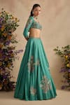 Kalista Green Viscose, Silk Embroidery, Sequins, Stones, Zari, Aayat Floral Lehenga Set Online at Aza Fashions Kalista_Green Viscose, Silk Embroidery, Sequins, Stones, Zari, Aayat Floral Lehenga Set _Online_at_Aza_Fashions