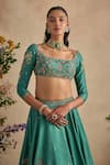 Shop Kalista Green Viscose, Silk Embroidery, Sequins, Stones, Zari, Aayat Floral Lehenga Set Online at Aza Fashions Shop_Kalista_Green Viscose, Silk Embroidery, Sequins, Stones, Zari, Aayat Floral Lehenga Set _Online_at_Aza_Fashions