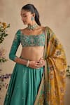 Kalista Green Viscose, Silk Embroidery, Sequins, Stones, Zari, Aayat Floral Lehenga Set at Aza Fashions Kalista_Green Viscose, Silk Embroidery, Sequins, Stones, Zari, Aayat Floral Lehenga Set _at_Aza_Fashions