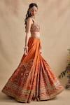 Kalista Orange Silk, Viscose Georgette Embroidery, Sequins, Zari, Yamika Lehenga Set at Aza Fashions Kalista_Orange Silk, Viscose Georgette Embroidery, Sequins, Zari, Yamika Lehenga Set _at_Aza_Fashions