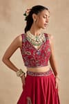 Kalista Magenta Viscose, Silk, Tissue Embroidery, Sequins, Aashna Paisley Lehenga Set Online at Aza Fashions Kalista_Magenta Viscose, Silk, Tissue Embroidery, Sequins, Aashna Paisley Lehenga Set _Online_at_Aza_Fashions