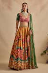 Buy Kalista Orange Silk, Net Embroidery, Zari, Tassels, Sequins Sandhya Printed Lehenga Set at Aza Fashions Buy_Kalista_Orange Silk, Net Embroidery, Zari, Tassels, Sequins Sandhya Printed Lehenga Set _at_Aza_Fashions