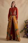 Buy Kalista Multi Color Viscose, Silk Embroidery Collared Revah Shirt And Printed Skirt Set at Aza Fashions Buy_Kalista_Multi Color Viscose, Silk Embroidery Collared Revah Shirt And Printed Skirt Set _at_Aza_Fashions