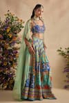 Kalista Blue Viscose, Silk, Organza Embroidery, Urvi Printed Blouse And Sharara Set at Aza Fashions Kalista_Blue Viscose, Silk, Organza Embroidery, Urvi Printed Blouse And Sharara Set _at_Aza_Fashions