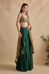 Kalista Green Viscose, Silk Embroidery, Zari, Shanaya Geometric Blouse And Sharara Set Online at Aza Fashions Kalista_Green Viscose, Silk Embroidery, Zari, Shanaya Geometric Blouse And Sharara Set _Online_at_Aza_Fashions