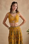 Shop Kalista Mustard Viscose, Silk Embroidery, Sequins, Beads Urja Blouse Sharara Set Online at Aza Fashions Shop_Kalista_Mustard Viscose, Silk Embroidery, Sequins, Beads Urja Blouse Sharara Set _Online_at_Aza_Fashions