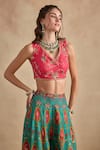 Buy Kalista Pink Viscose, Silk Embroidery, Zari, Tassels V-neck, Urja Blouse Sharara Set Online at Aza Fashions Buy_Kalista_Pink Viscose, Silk Embroidery, Zari, Tassels V-neck, Urja Blouse Sharara Set _Online_at_Aza_Fashions