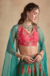 Kalista Pink Viscose, Silk Embroidery, Zari, Tassels V-neck, Urja Blouse Sharara Set at Aza Fashions Kalista_Pink Viscose, Silk Embroidery, Zari, Tassels V-neck, Urja Blouse Sharara Set _at_Aza_Fashions