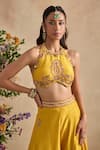 Shop Kalista Yellow Viscose, Silk Embroidery, Sequins, Aneeka Paisley Blouse Sharara Set Online at Aza Fashions Shop_Kalista_Yellow Viscose, Silk Embroidery, Sequins, Aneeka Paisley Blouse Sharara Set _Online_at_Aza_Fashions