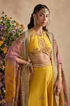 Kalista Yellow Viscose, Silk Embroidery, Sequins, Aneeka Paisley Blouse Sharara Set Online Kalista_Yellow Viscose, Silk Embroidery, Sequins, Aneeka Paisley Blouse Sharara Set _Online