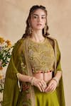 Shop Kalista Pink Viscose, Silk Embroidery, Beads, Raiba Geometric Blouse Sharara Set Shop_Kalista_Pink Viscose, Silk Embroidery, Beads, Raiba Geometric Blouse Sharara Set
