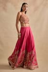 Buy Kalista Pink Viscose, Silk Embroidery, Sequins, Raiba Geometric Blouse Sharara Set Online at Aza Fashions Buy_Kalista_Pink Viscose, Silk Embroidery, Sequins, Raiba Geometric Blouse Sharara Set _Online_at_Aza_Fashions