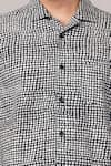 Shop Abraham And Thakore Black Cotton Small Dot Pattern Shirt Online at Aza Fashions Shop_Abraham And Thakore_Black Cotton Small Dot Pattern Shirt _Online_at_Aza_Fashions
