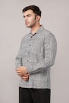 Abraham And Thakore Black Cotton Small Dot Pattern Shirt at Aza Fashions Abraham And Thakore_Black Cotton Small Dot Pattern Shirt _at_Aza_Fashions