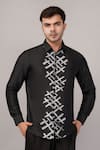 Buy Abraham And Thakore Black Silk Lattice Ikat Shirt at Aza Fashions Buy_Abraham And Thakore_Black Silk Lattice Ikat Shirt _at_Aza_Fashions