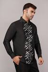 Shop Abraham And Thakore Black Silk Lattice Ikat Shirt Online at Aza Fashions Shop_Abraham And Thakore_Black Silk Lattice Ikat Shirt _Online_at_Aza_Fashions
