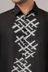 Abraham And Thakore Black Silk Lattice Ikat Shirt at Aza Fashions Abraham And Thakore_Black Silk Lattice Ikat Shirt _at_Aza_Fashions