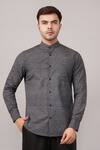 Buy Abraham And Thakore Black Poplin Small Dash Pattern Shirt at Aza Fashions Buy_Abraham And Thakore_Black Poplin Small Dash Pattern Shirt _at_Aza_Fashions