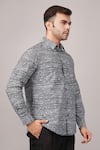 Shop Abraham And Thakore Black Poplin Small Dash Pattern Shirt Online at Aza Fashions Shop_Abraham And Thakore_Black Poplin Small Dash Pattern Shirt _Online_at_Aza_Fashions